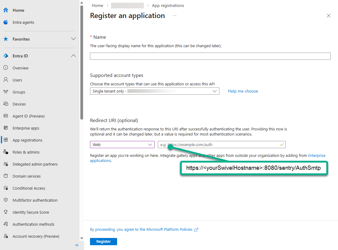 Microsoft Entra App Registration Screen