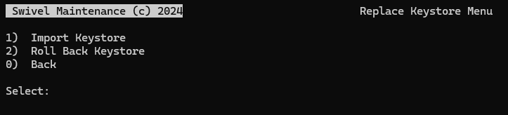 The Import or Roll Back Keystore menu options