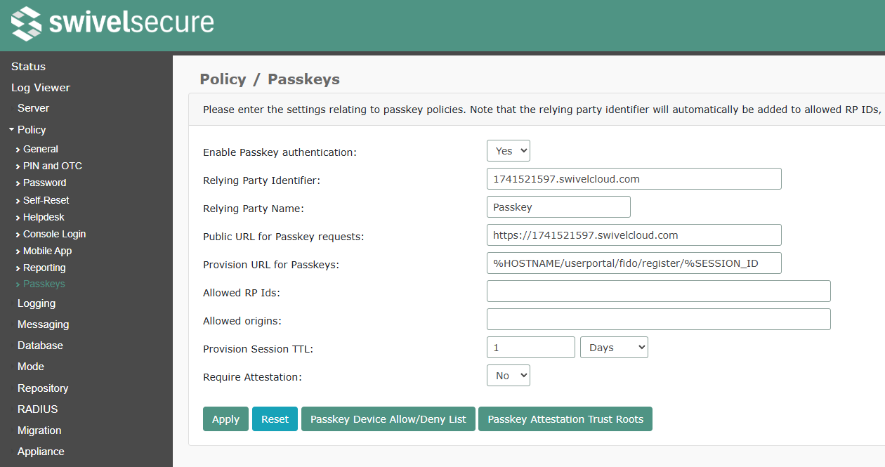 Passkeys Policy