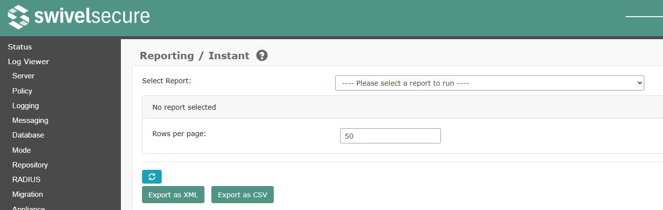 Swivel Reporting Select a Report
