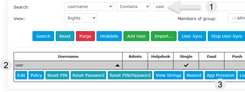 User Operations App Provision Button