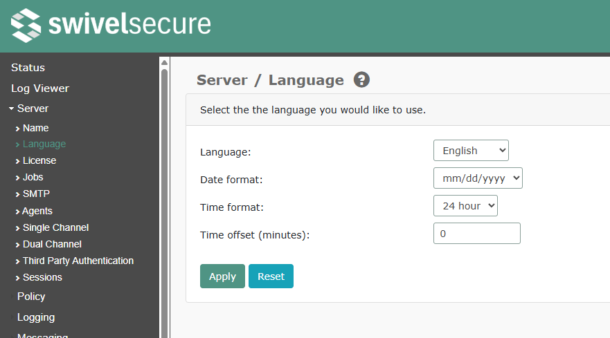 Server Language Configuration