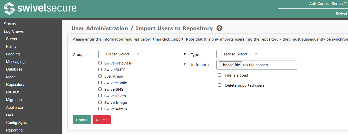 Import Users Screen
